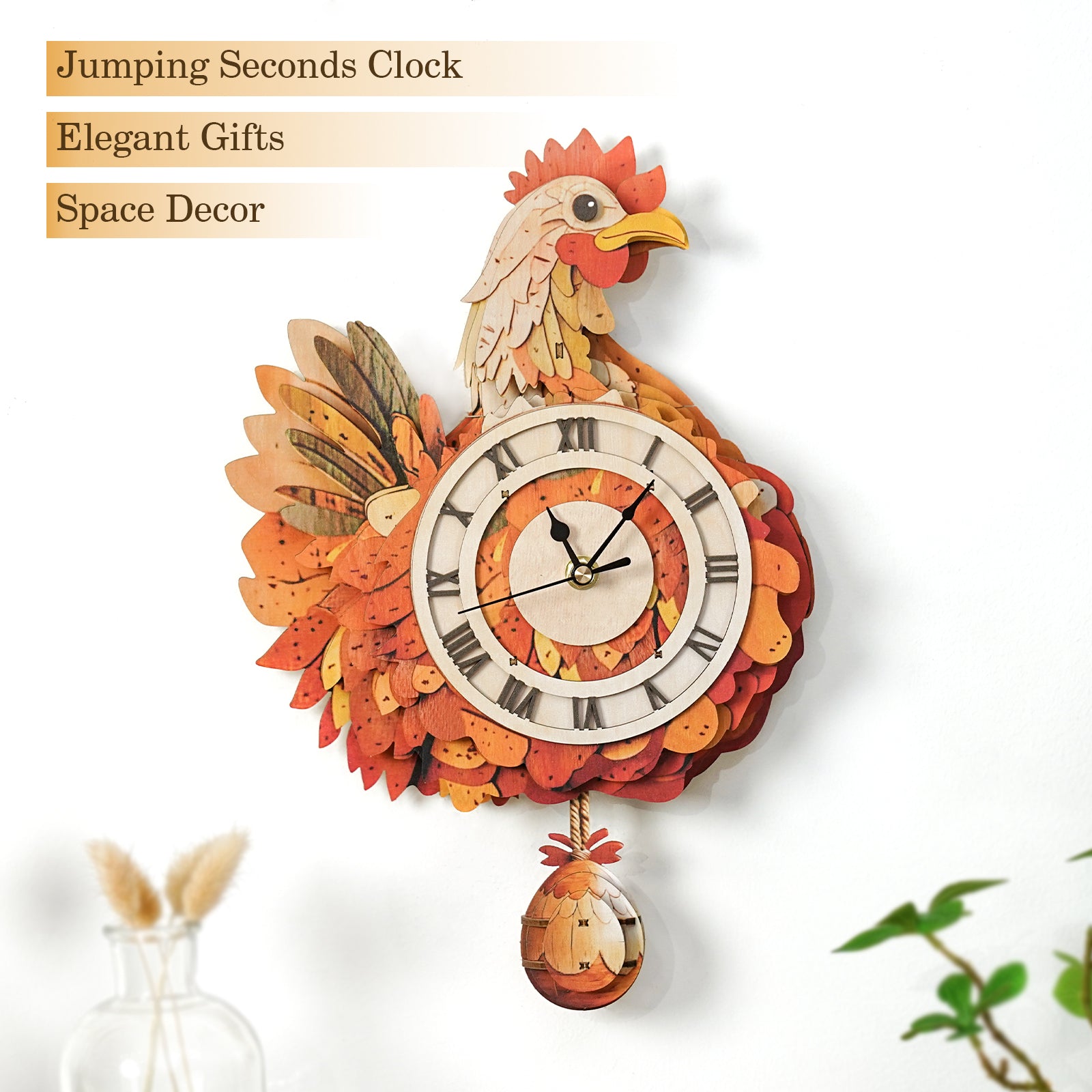 Cluck & Tick Hen – DIY Wooden Clock, 3D Puzzle Craft Kit