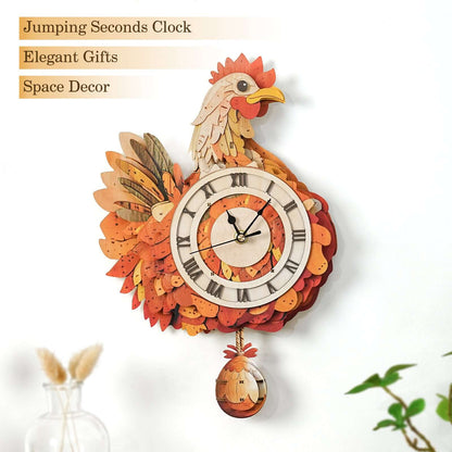 Cluck & Tick Hen 3D Wooden Puzzle Clock, Gift  for DIY Lovers, Home Decor