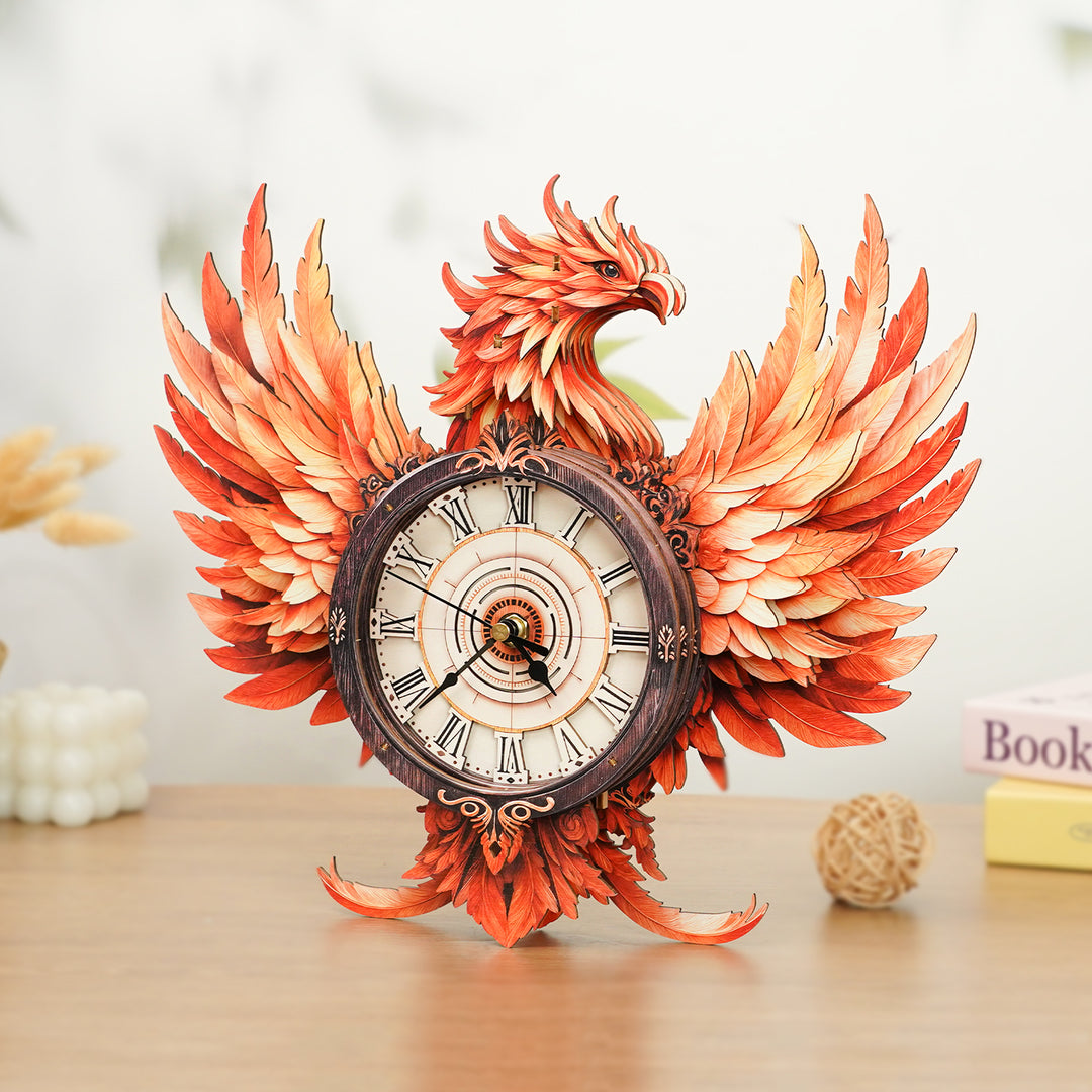 Fire Phoenix DIY Wooden Clock, 3D Puzzle Craft Kit