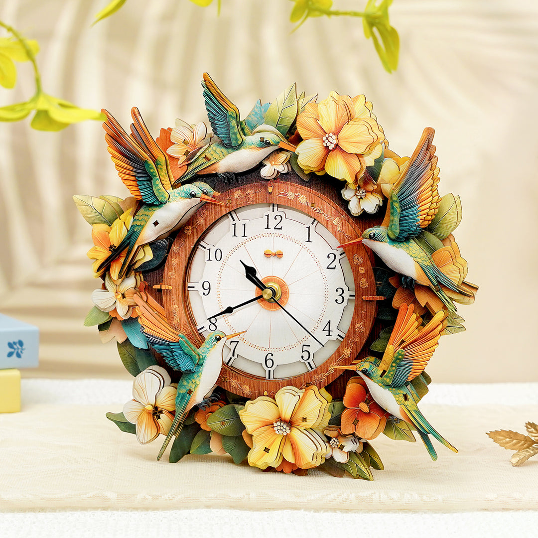 Garden Wingbeats DIY Wooden Clock, 3D Puzzle Craft Kit