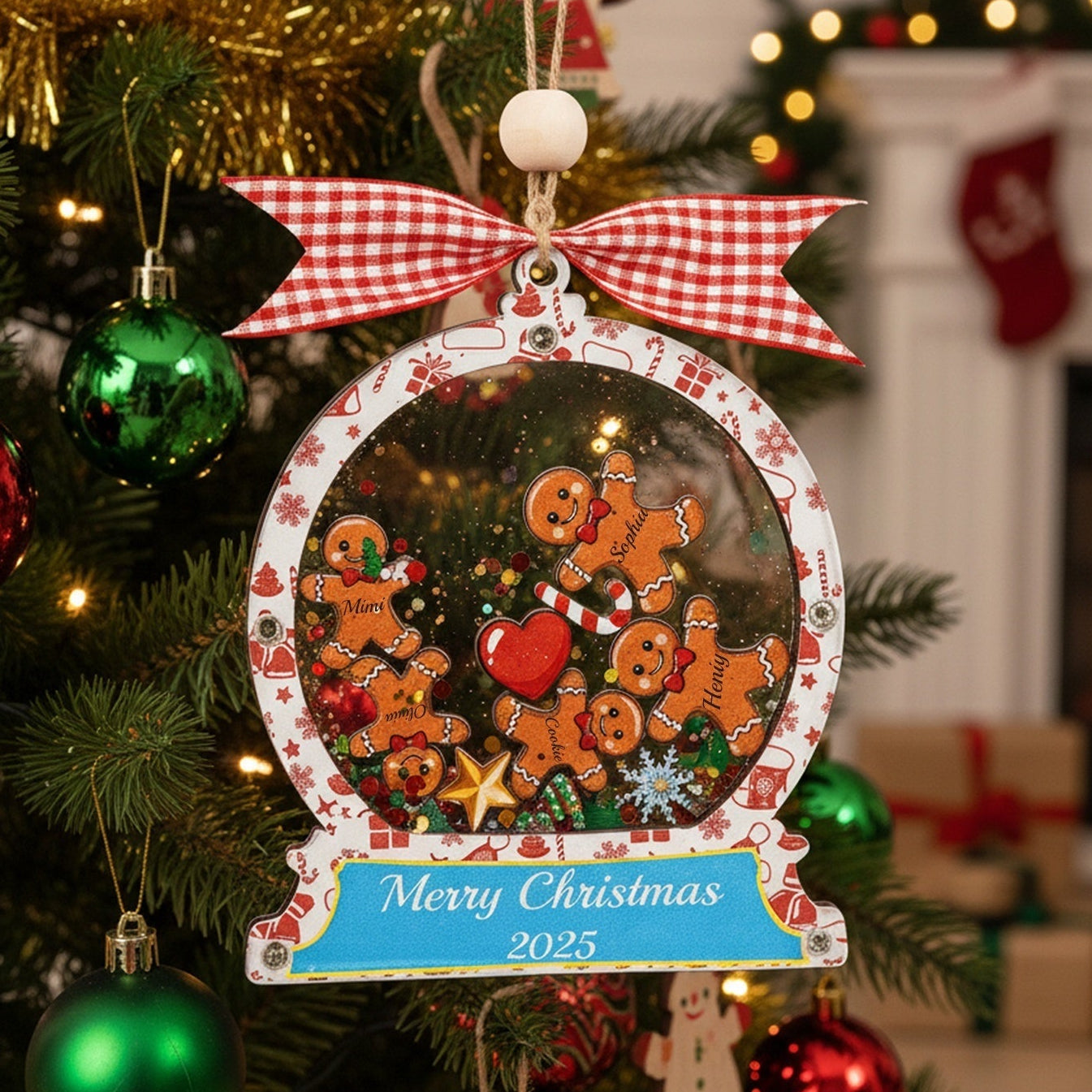 Christmas Snow Globe Ornament - Gingerbread Man