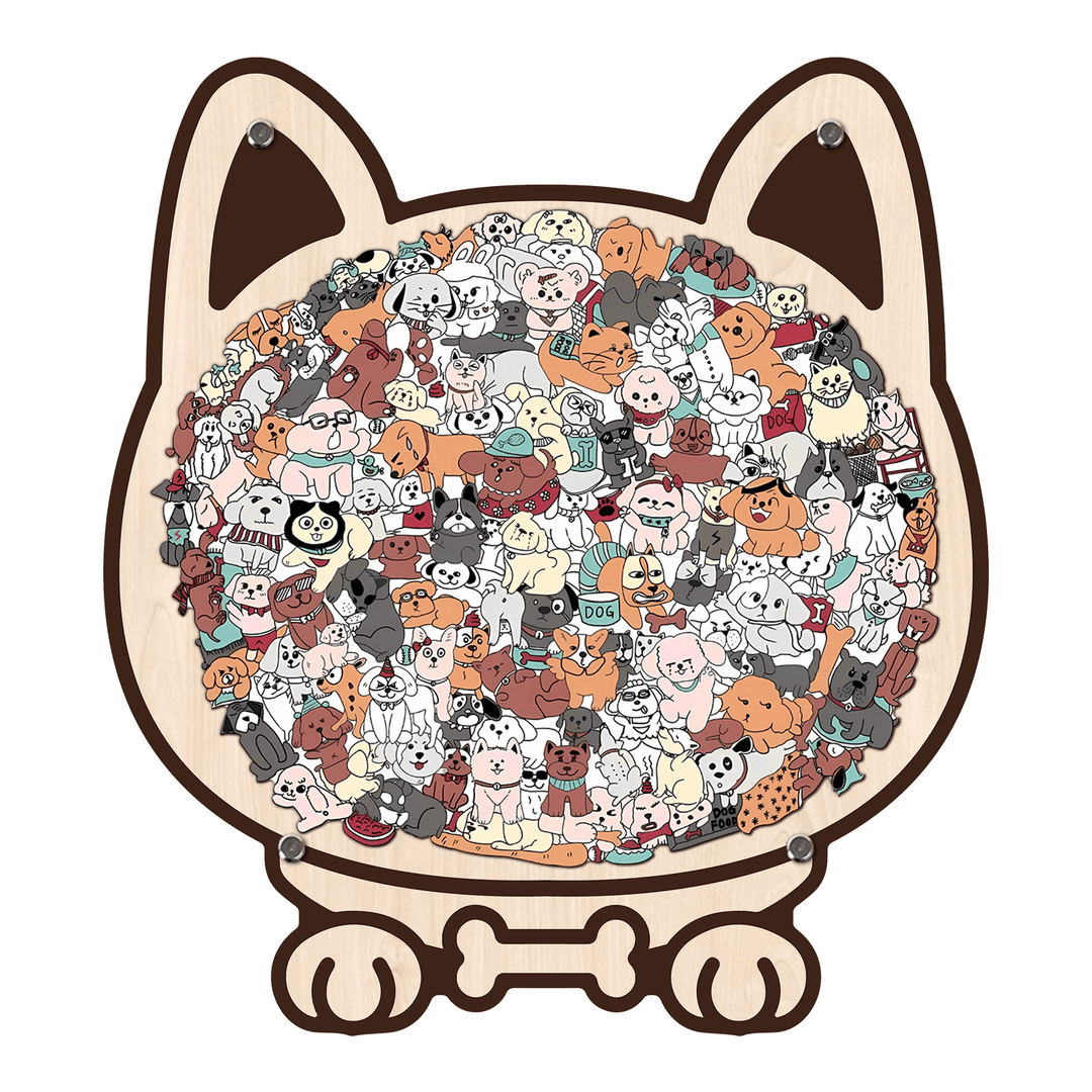 Colorful Cat/Dog Shaped Wooden Jigsaw Puzzle