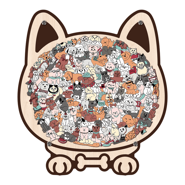 Colorful Cat/Dog Shaped Wooden Jigsaw Puzzle