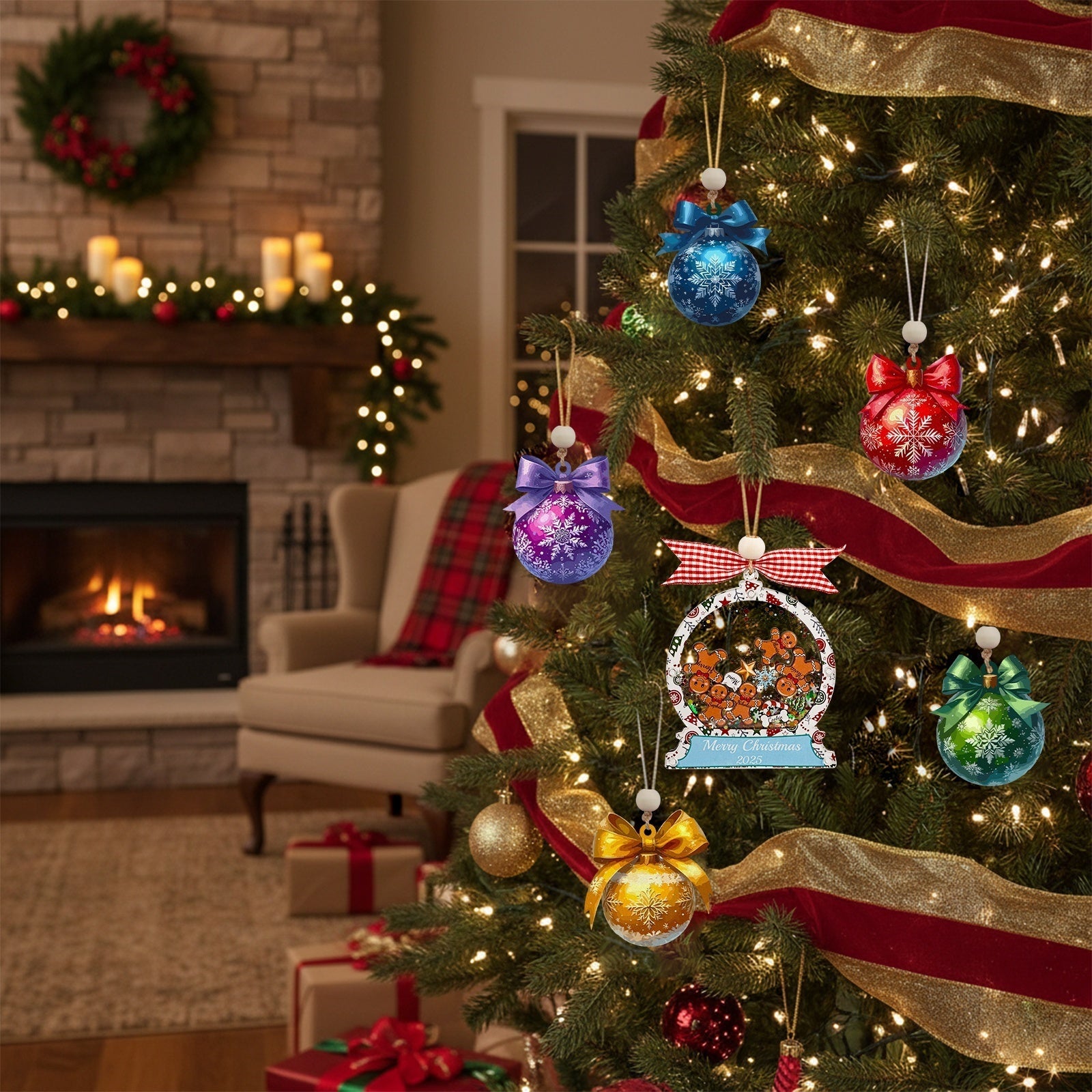 Christmas Snow Globe Ornament - Gingerbread Man