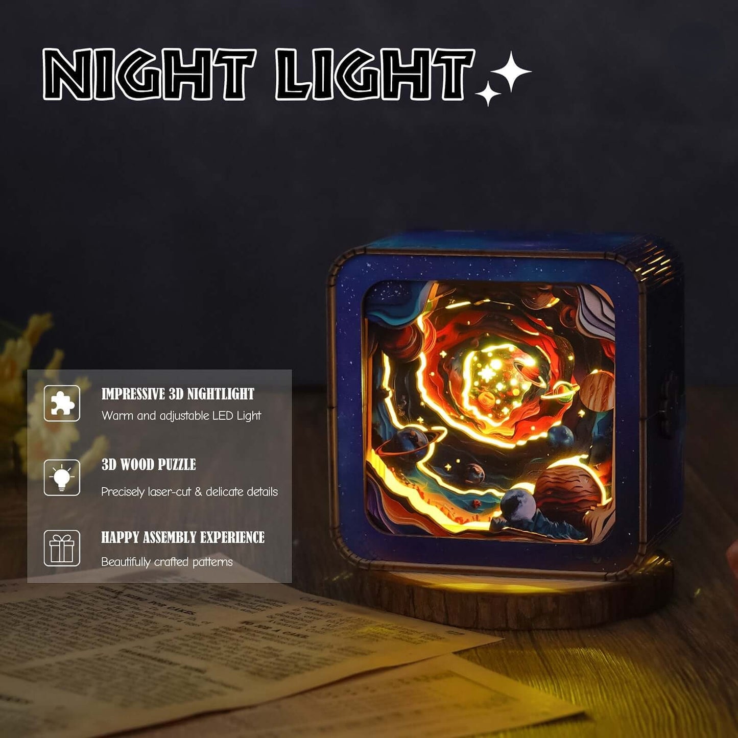 Cosmic Odysse - 3D Wooden Puzzle Night Light