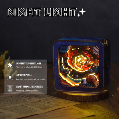 Cosmic Odysse - 3D Wooden Puzzle Night Light