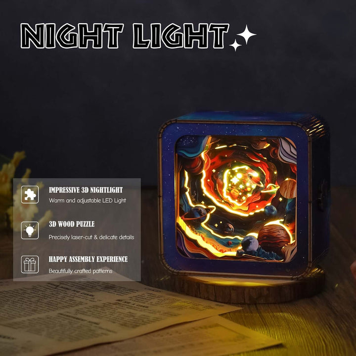 Cosmic Odysse  - 3D Wooden Puzzle Night Light Kit