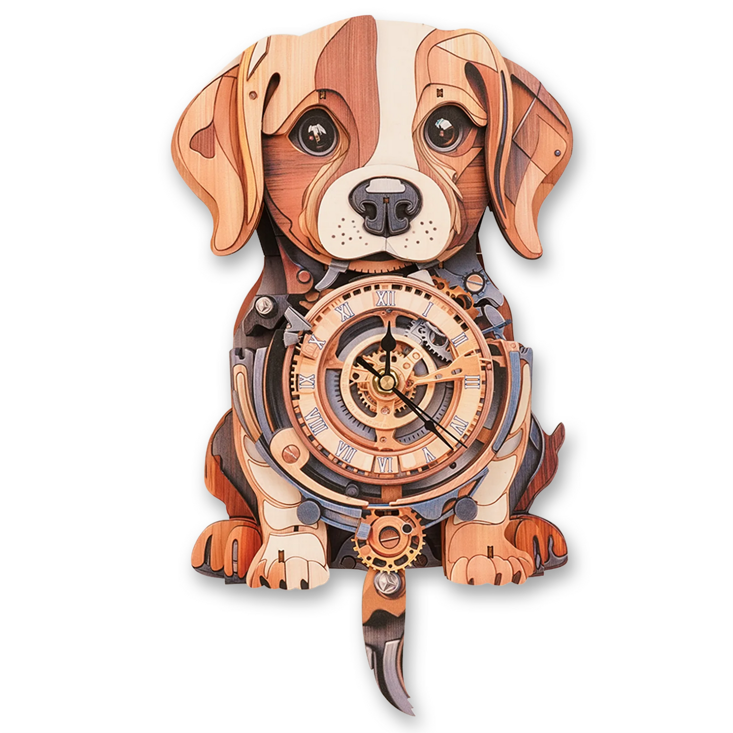 Cute Beagle 3D Wooden Puzzle Clock, Gift  for DIY Lovers, Home Decor