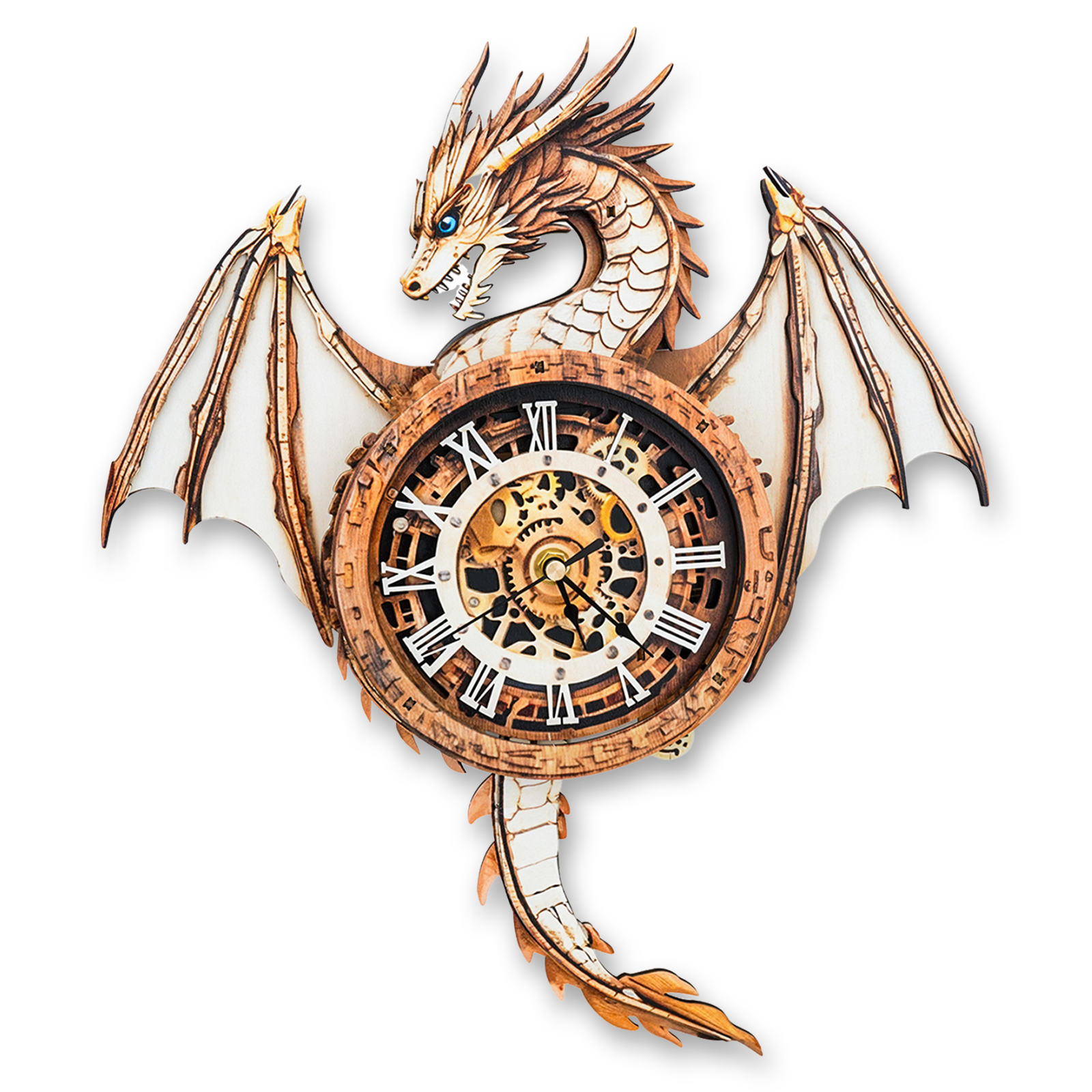 Ancient Dragon 3D Wooden Puzzle Clock, Gift  for DIY Lovers, Home Decor