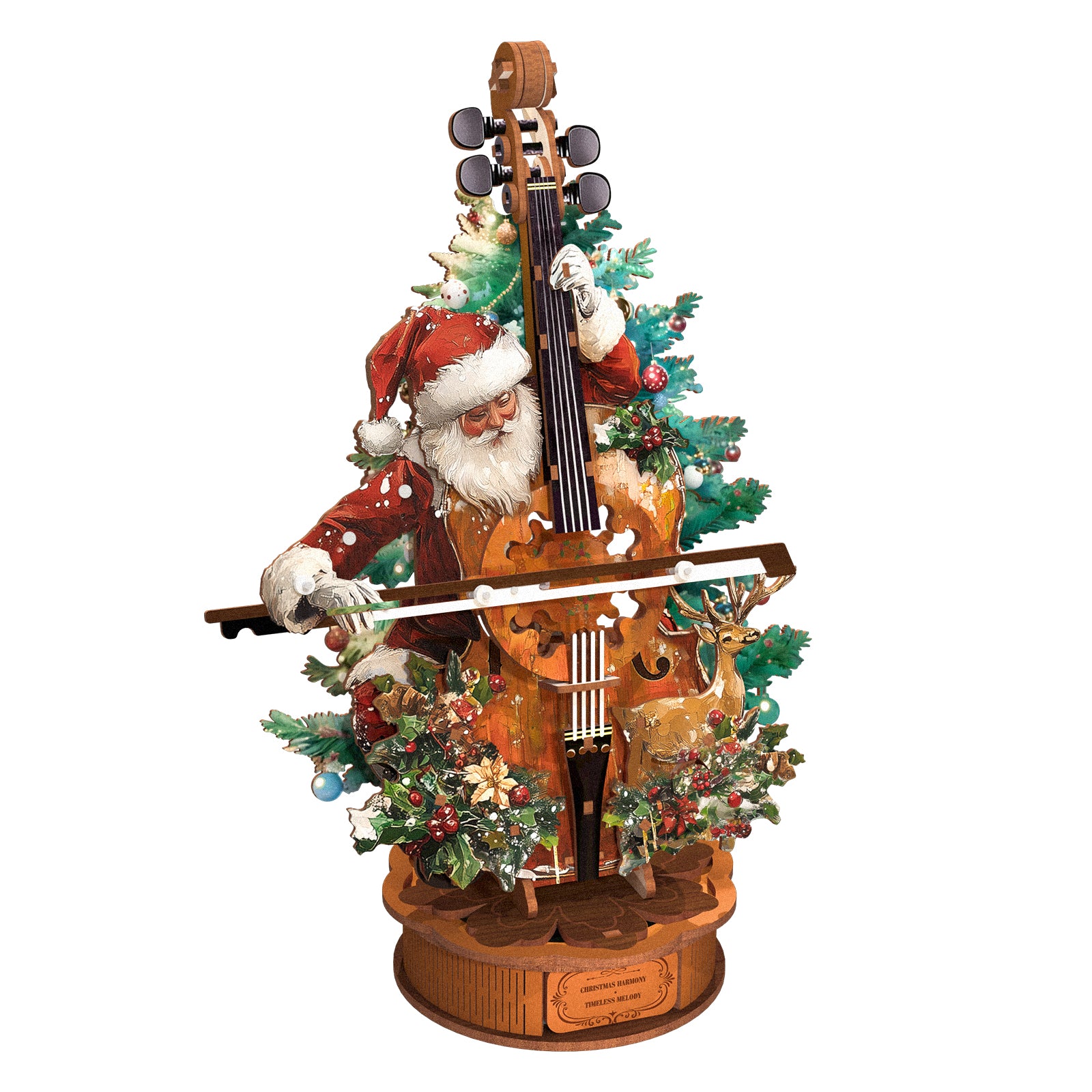 Christmas Concerto Cello Mechanical DIY Kit,3D Wooden Music Box