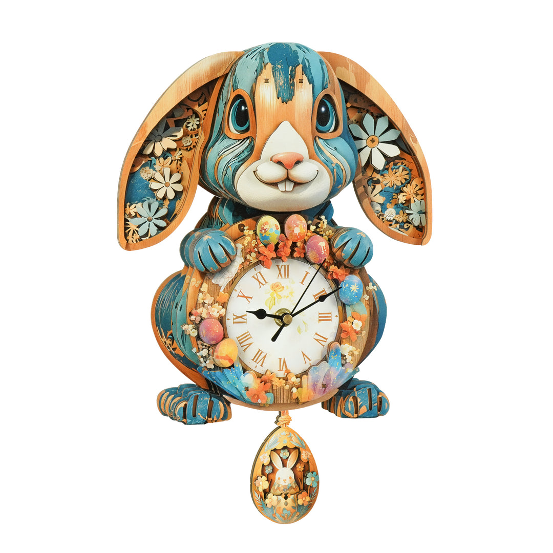 Easter Bunny 3D Wooden Puzzle Clock, Gift  for DIY Lovers, Home Decor