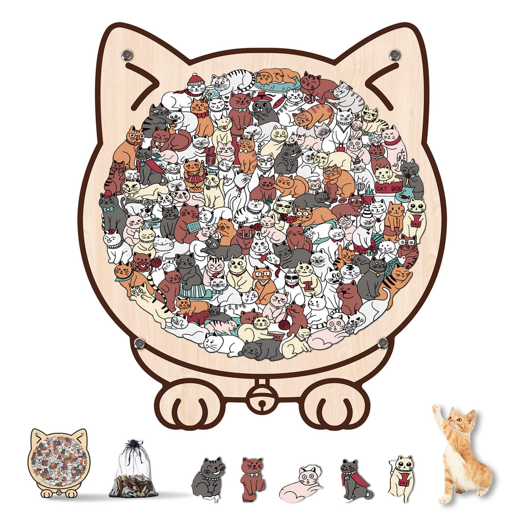 Colorful Cat/Dog Shaped Wooden Jigsaw Puzzle