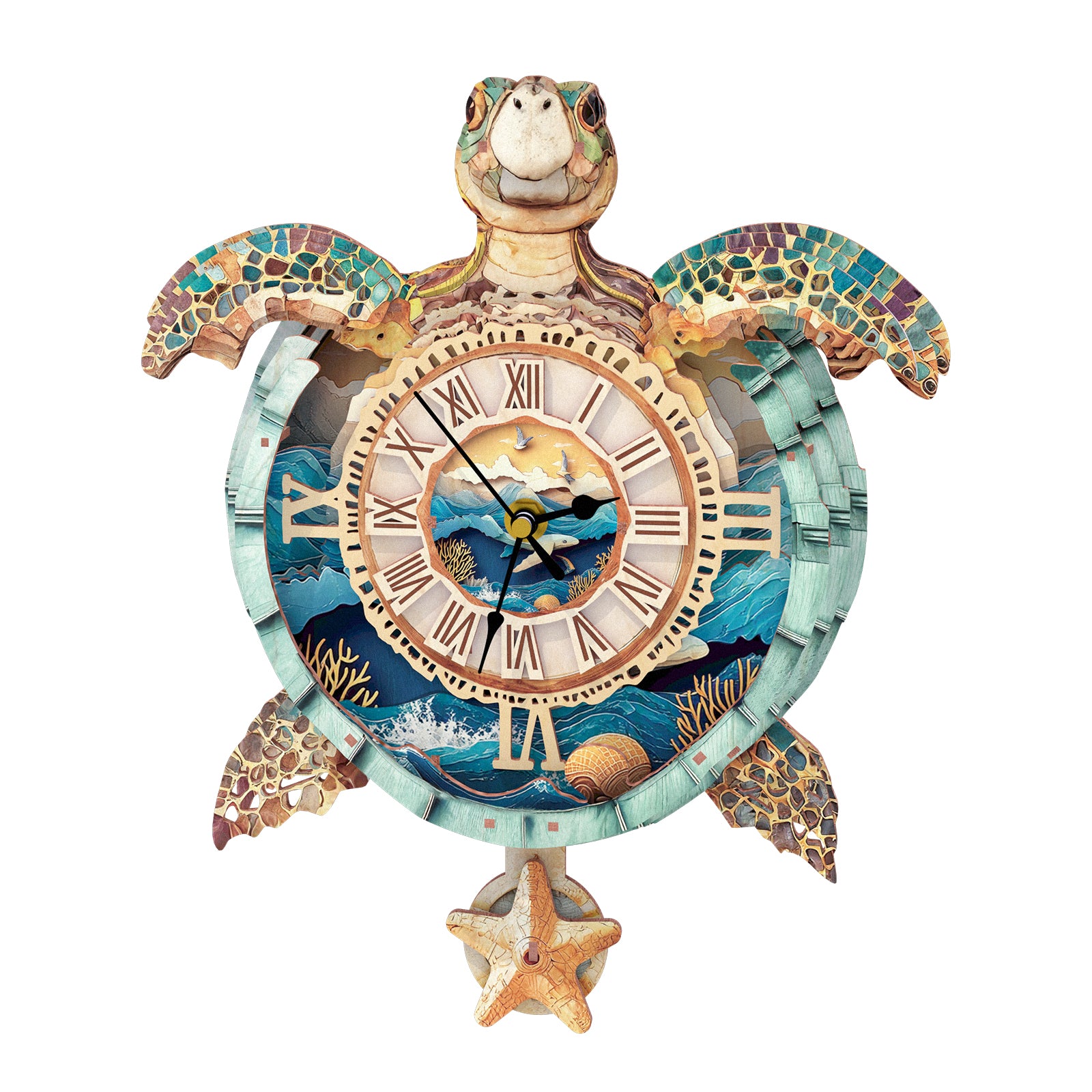 Sea Turtle DIY Wooden Clock, 3D Puzzle Craft Kit