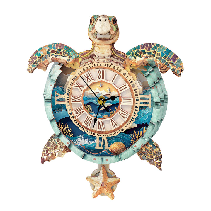 Sea Turtle DIY Wooden Clock, 3D Puzzle Craft Kit