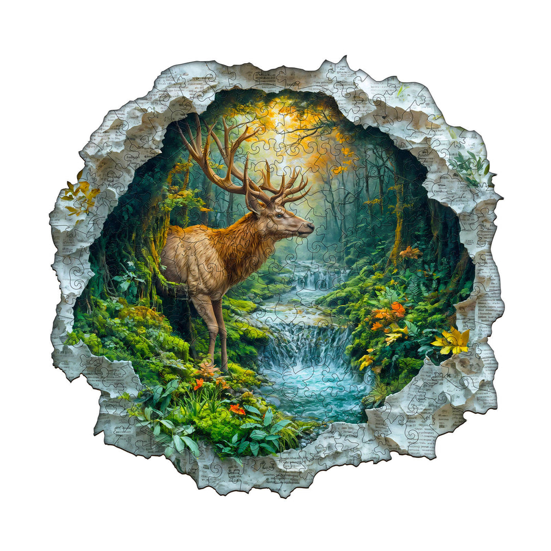 Deer and forest Wooden Jigsaw Puzzle