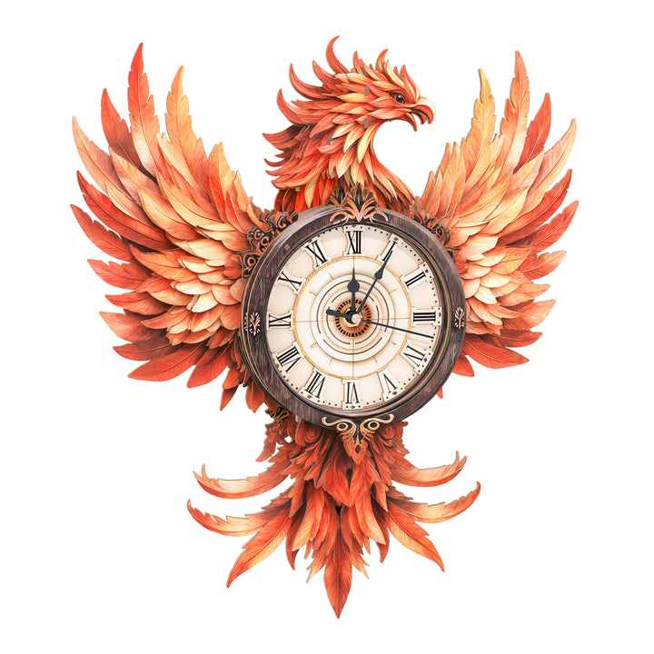 Fire Phoenix DIY Wooden Clock, 3D Puzzle Craft Kit