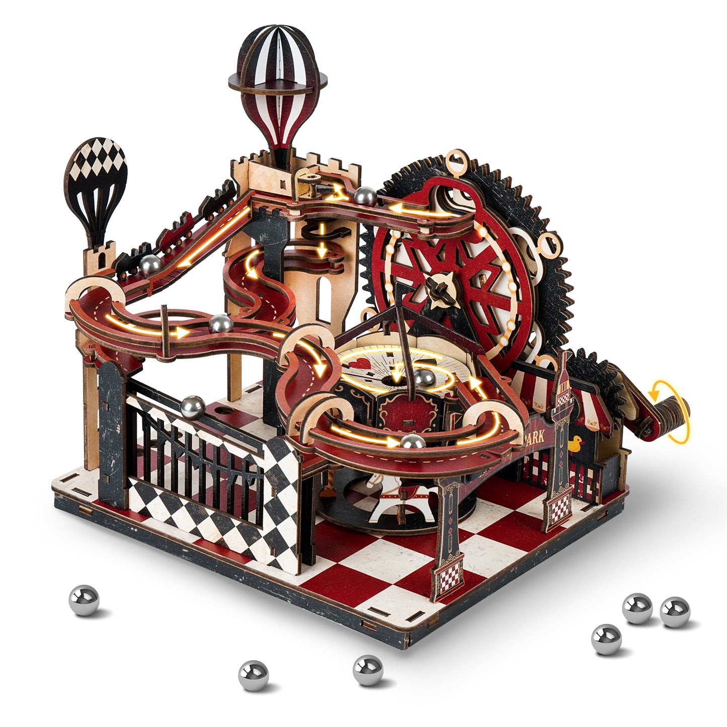 Vintage Amusement Park Marble Run 3D Wooden Puzzle