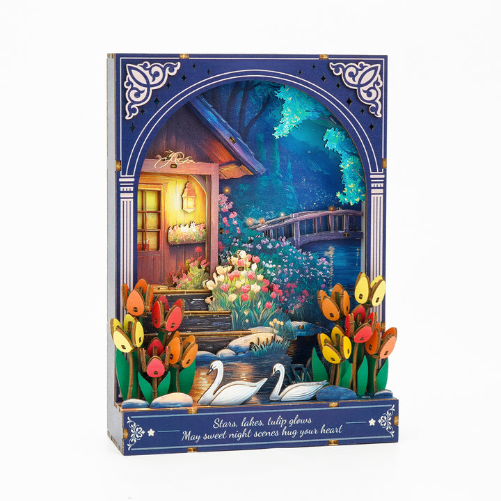Swan Lake Serenade 3D Wooden Puzzle Painting, DIY Wall Art Craft Kit with Light