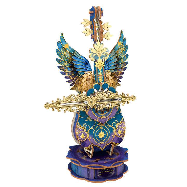 Blue Feather Cello Mechanical DlY Kit, 3D Wooden Music Box
