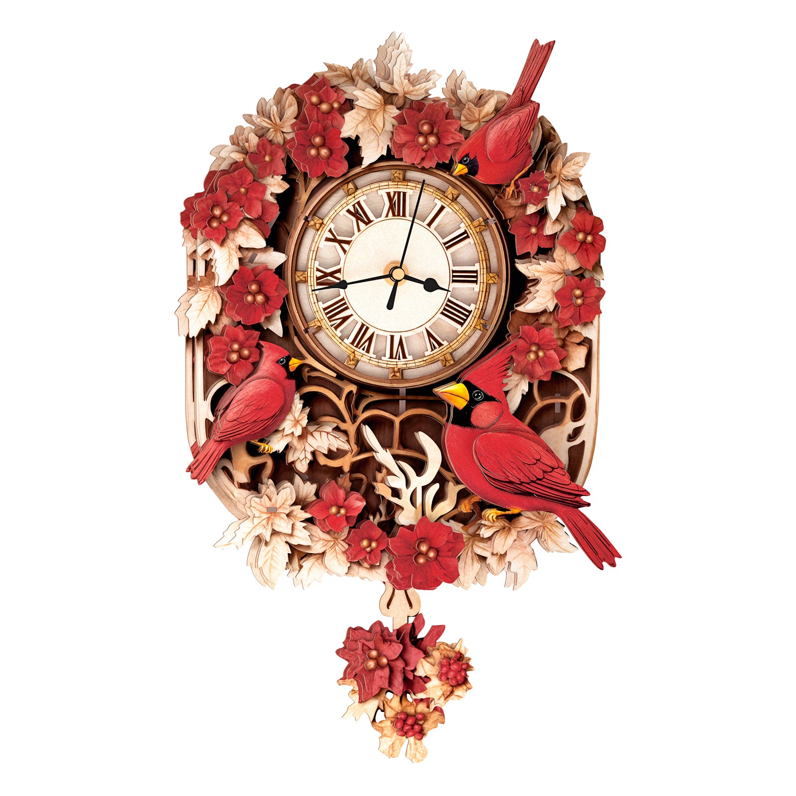 Cardinal Bird DIY Wooden Clock, 3D Puzzle Craft Kit