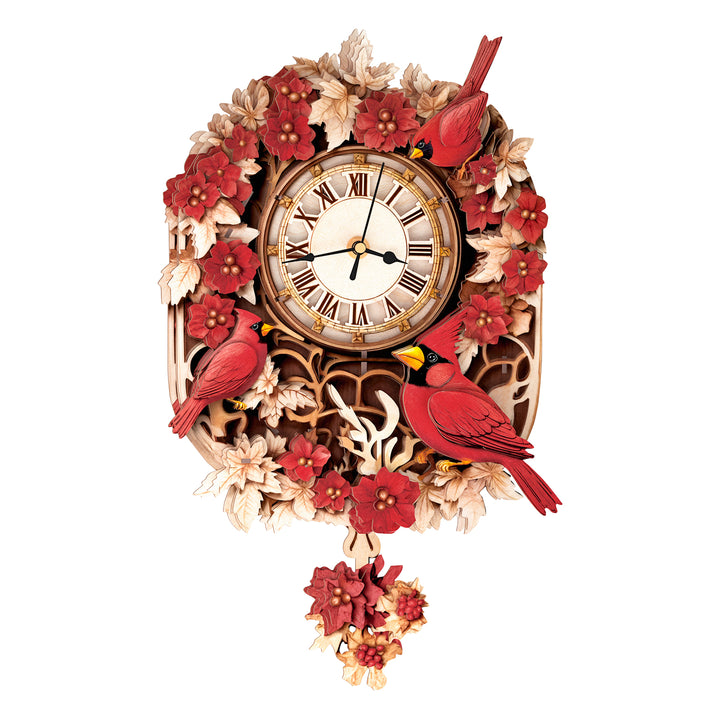 Cardinal Bird DIY Wooden Clock, 3D Puzzle Craft Kit