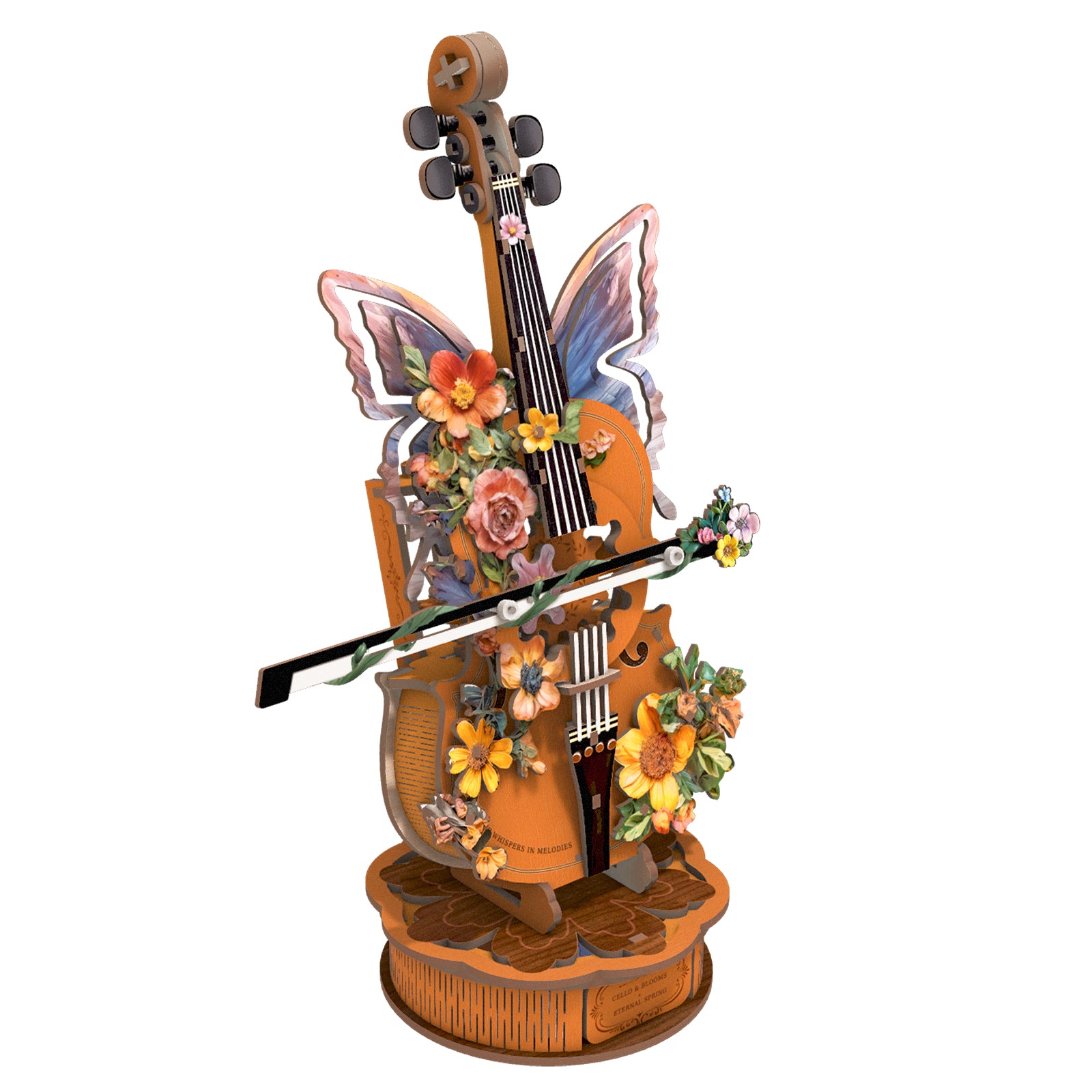 Floral Cello Mechanical DIY Kit, 3D Wooden Music Box – CUTYWOOD