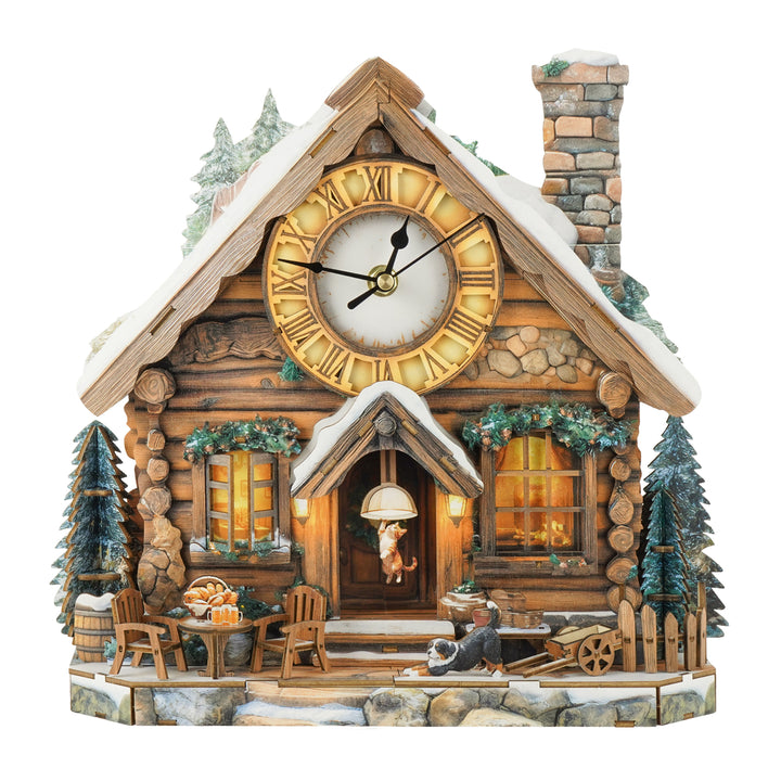 Forest Cabin 3D Wooden Puzzle Clock, Gift  for DIY Lovers, Home Decor