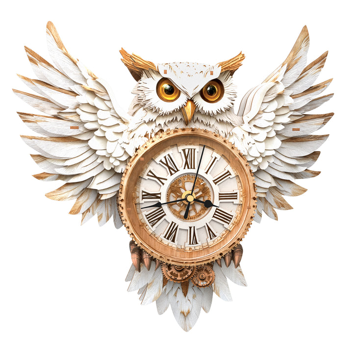 Snowy Owl DIY Wooden Clock, 3D Puzzle Craft Kit