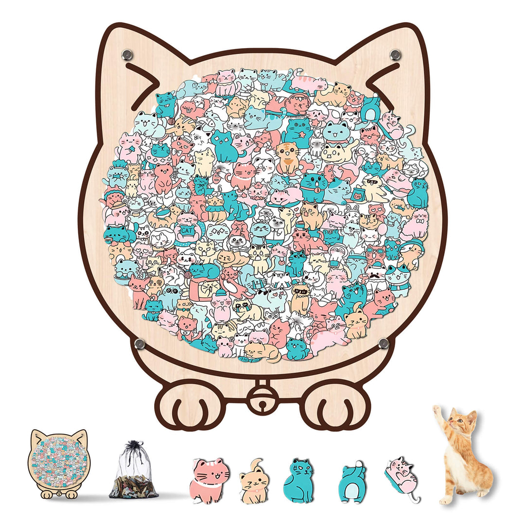Colorful Cat/Dog Shaped Wooden Jigsaw Puzzle