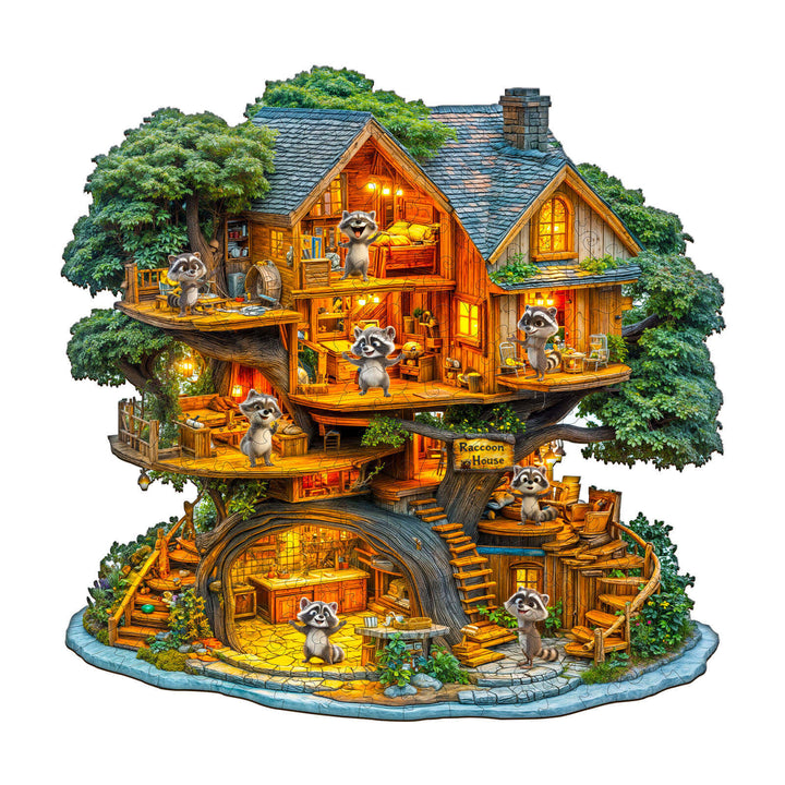 Raccoon House Wooden Jigsaw Puzzle