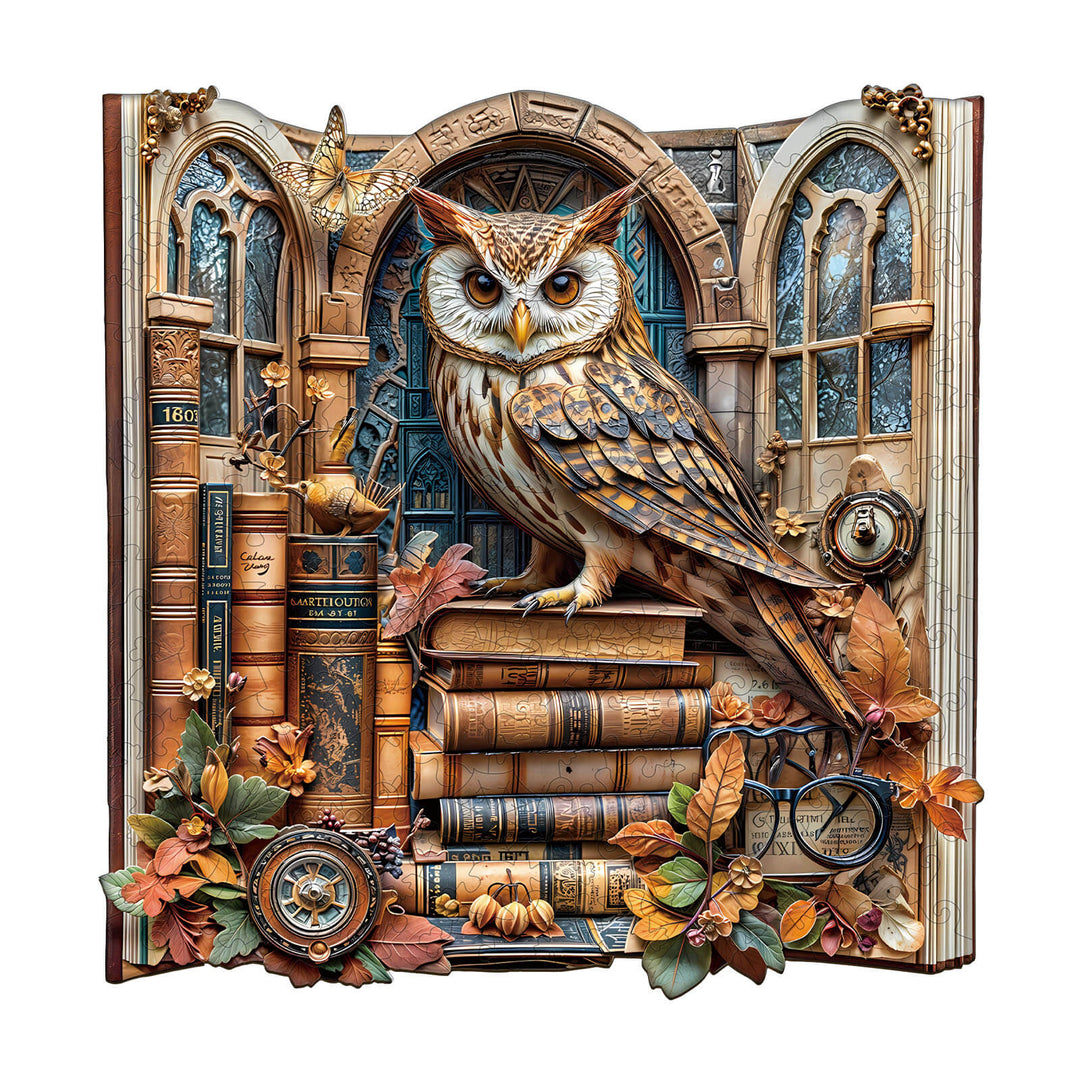 Bookcase owl Wooden Jigsaw Puzzle