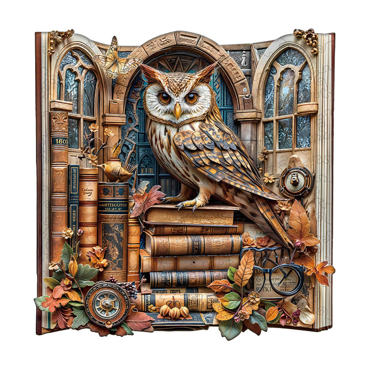 Bookcase owl Wooden Jigsaw Puzzle