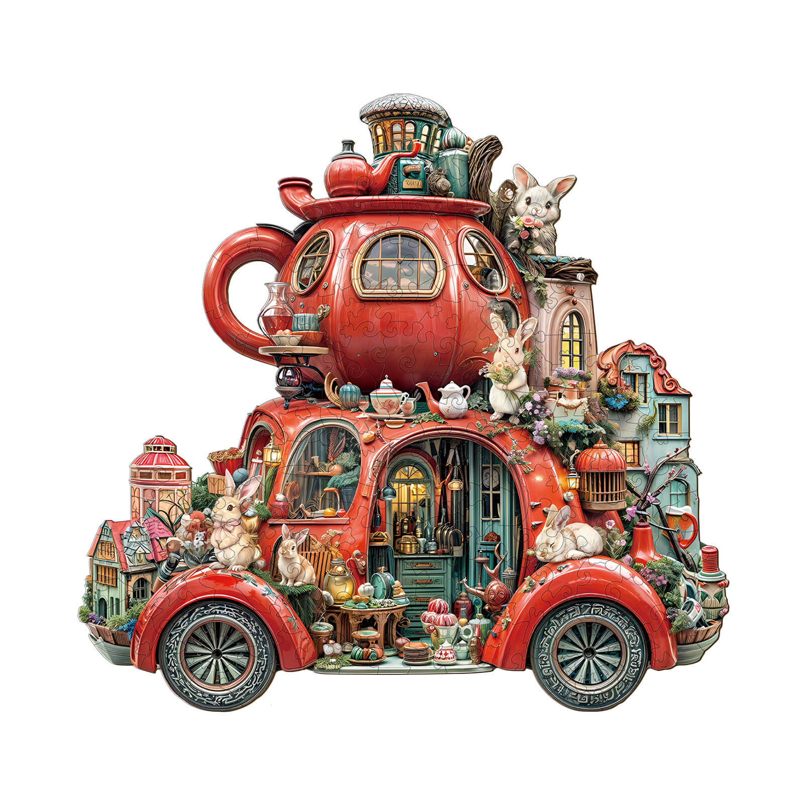 CUTYWOOD |Teacup float rabbit Wooden Puzzle