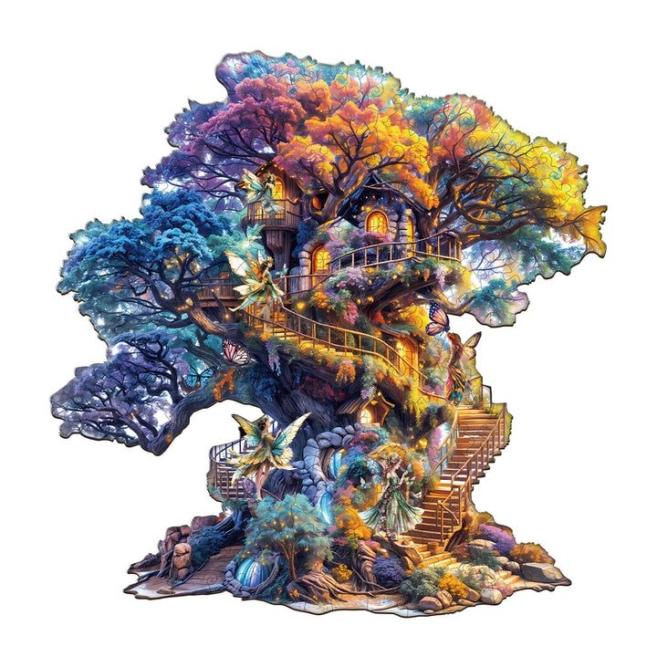 Elf Tree House Wooden Jigsaw Puzzle
