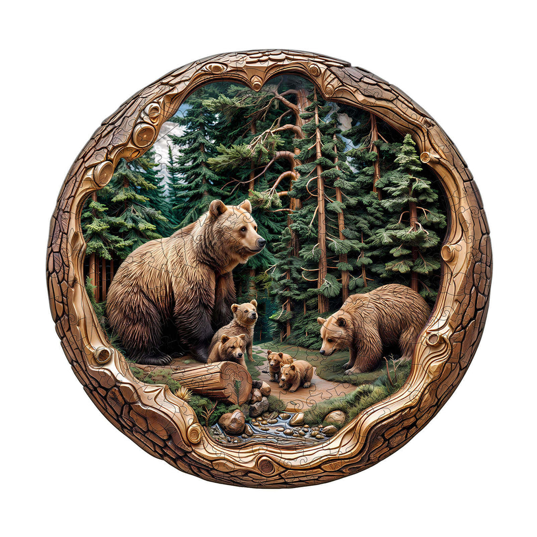 Forest Bear Family Wooden Jigsaw Puzzle