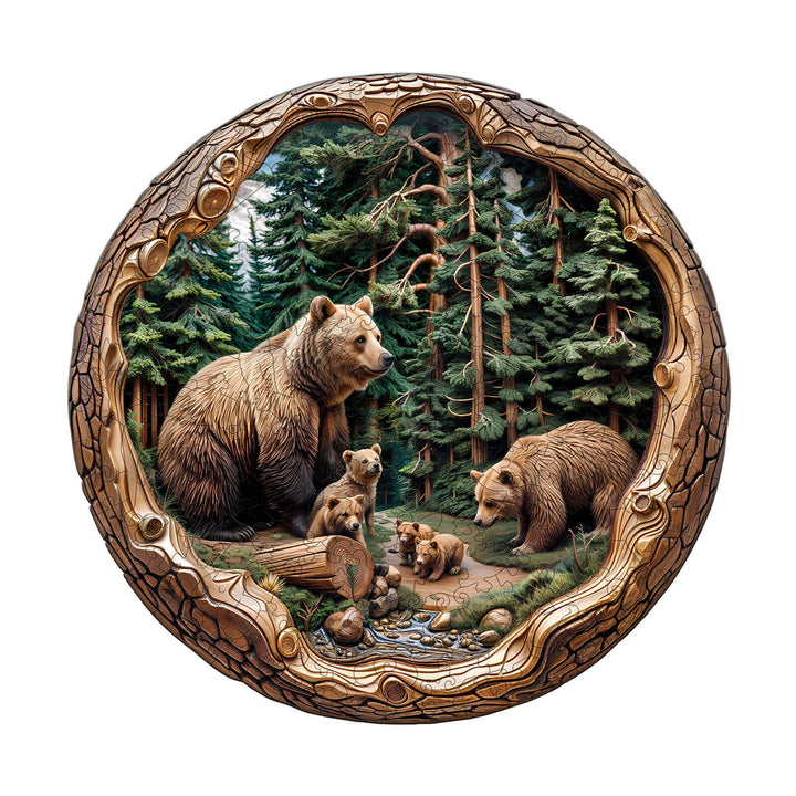 Forest Bear Family Wooden Jigsaw Puzzle