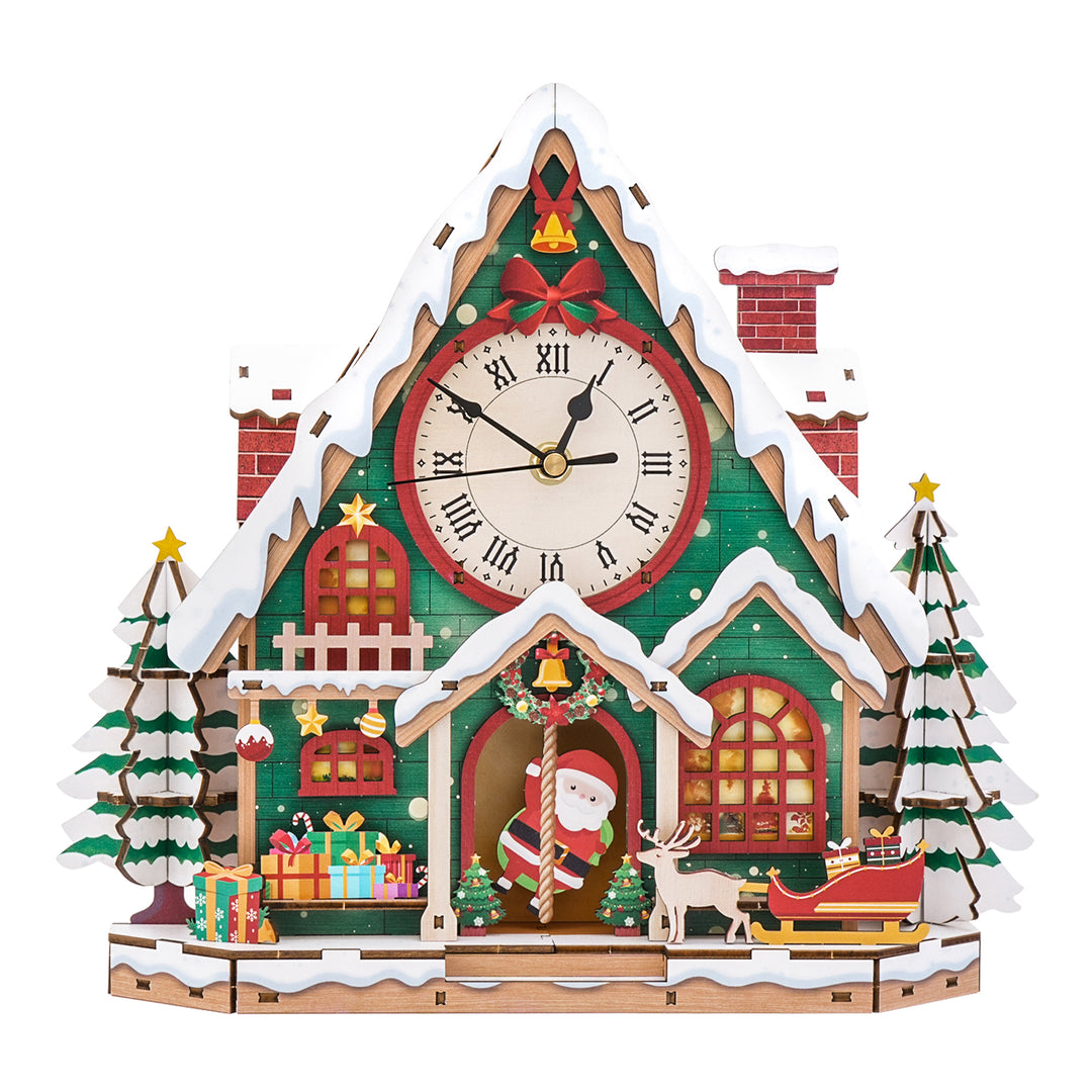 Christmas Wooden Puzzle Clock, DIY Craft Kit
