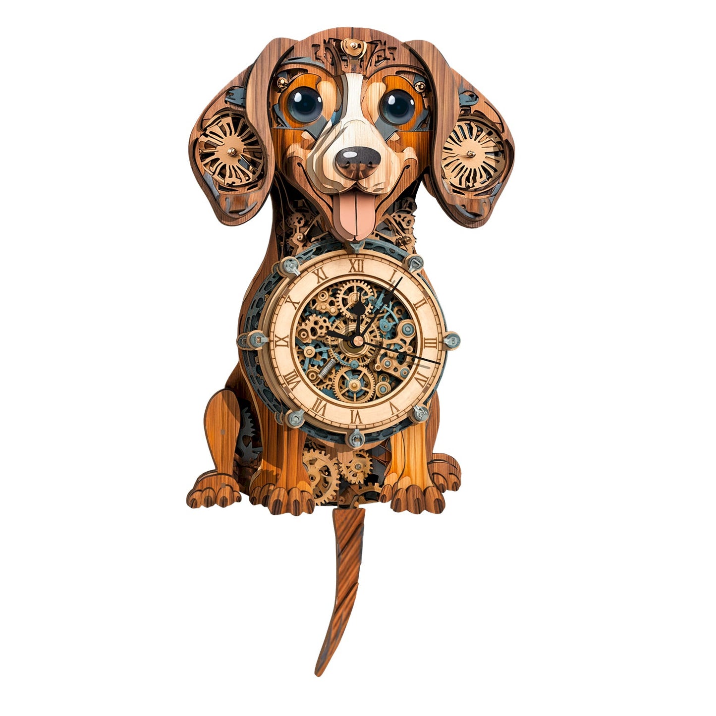 Dachshund 3D Wooden Puzzle Clock, Gift  for DIY Lovers, Home Decor