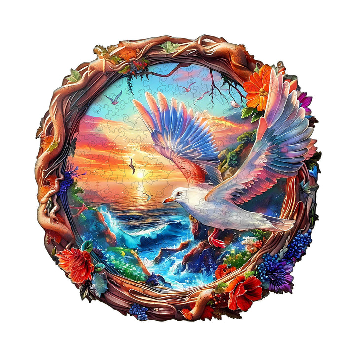 Sunset Seagull Wooden Jigsaw Puzzle
