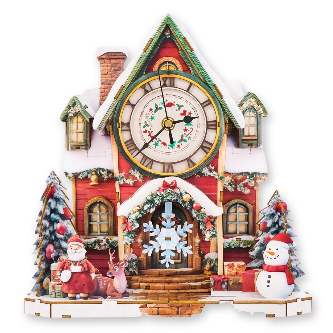Christmas Wooden Puzzle Clock, DIY Craft Kit