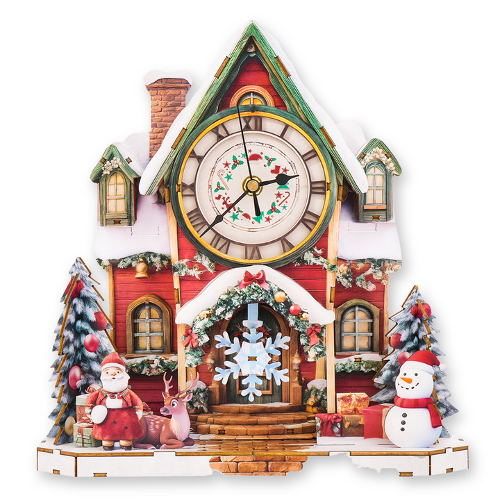 Christmas Wooden Puzzle Clock, DIY Craft Kit