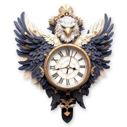 Majestätische Adler-3D-Holzpuzzle-Uhr, Bastelset