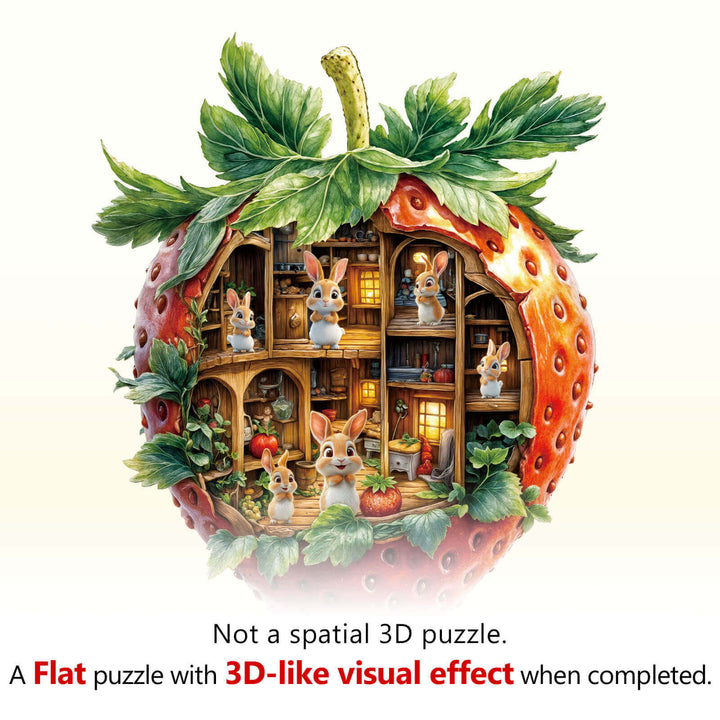 Strawberry Rabbit House Wooden Jigsaw Puzzle