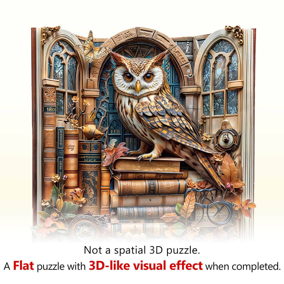 Bookcase owl Wooden Jigsaw Puzzle