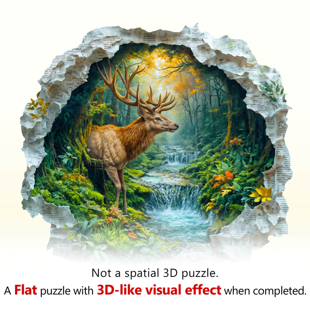Deer and forest Wooden Jigsaw Puzzle