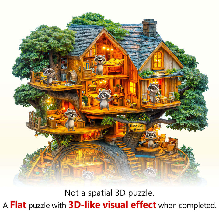 Raccoon House Wooden Jigsaw Puzzle