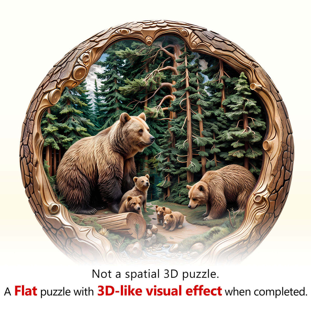 Forest Bear Family Wooden Jigsaw Puzzle