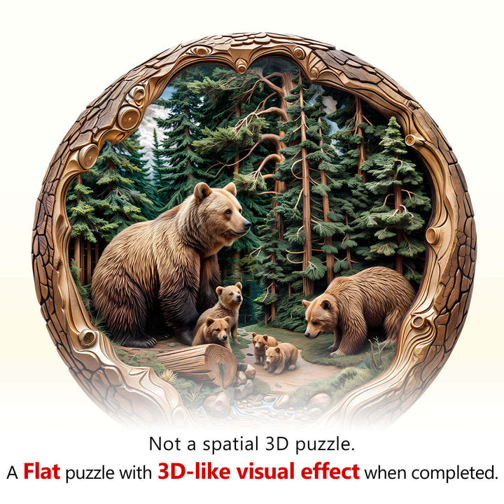 Forest Bear Family Wooden Jigsaw Puzzle
