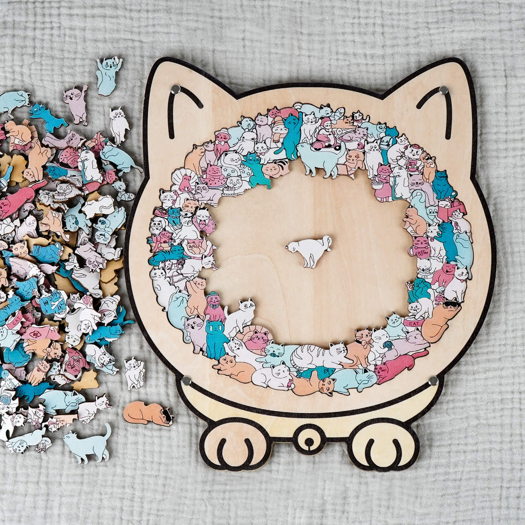 Colorful Cat/Dog Shaped Wooden Jigsaw Puzzle
