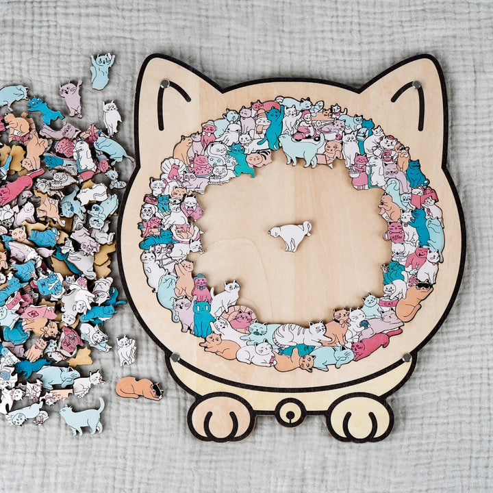 Colorful Cat/Dog Shaped Wooden Jigsaw Puzzle
